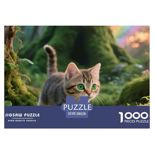 Cat, 1000-Teile-Puzzlespiel, Künstlerisch Gestaltete Komposition, Perfekt Zur Wandgestaltung, Ab 8 Jahren, 38x26cm/1000pcs von QEVAWPAE
