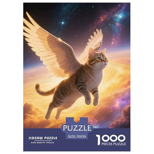 Cat, 1000-Teile-Puzzlespiel, Künstlerisch Gestaltete Komposition, Perfekt Zur Wandgestaltung, Ab 8 Jahren, 70x50cm/1000pcs von QEVAWPAE