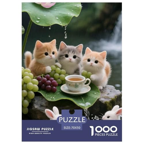 Cat, 1000-Teile-Puzzlespiel, Künstlerisch Gestaltete Komposition, Perfekt Zur Wandgestaltung, Ab 8 Jahren, 70x50cm/1000pcs von QEVAWPAE