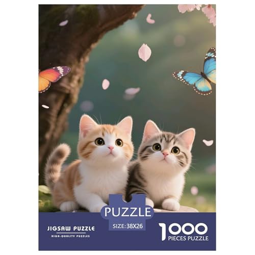 Cat, 1000-Teile-Puzzlespiel, Liebevoll Gestaltete Motive, Perfekt Für Familienabende, Ab 10 Jahren, 38x26cm/1000pcs von QEVAWPAE