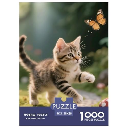 Cat, 1000-Teile-Puzzlespiel, Spannende Herausforderung Für Die Ganze Familie, Ideal Für Heimdekoration, Ab 10 Jahren, 38x26cm/1000pcs von QEVAWPAE