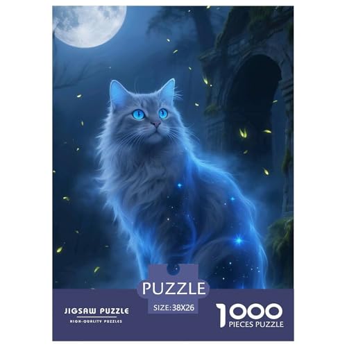 Cat, 1000-Teile-Puzzlespiel, Wunderschöne Detaillierte Illustration, Perfekt Zum Einrahmen, Ab 8 Jahren, 38x26cm/1000pcs von QEVAWPAE