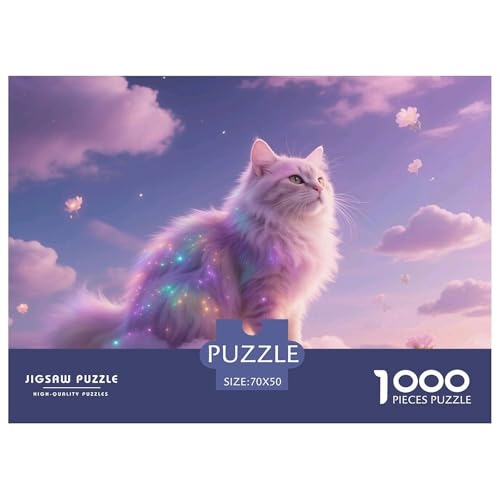 Cat, 1000-Teile-Puzzlespiel, Wunderschöne Detaillierte Illustration, Perfekt Zum Einrahmen, Ab 8 Jahren, 70x50cm/1000pcs von QEVAWPAE