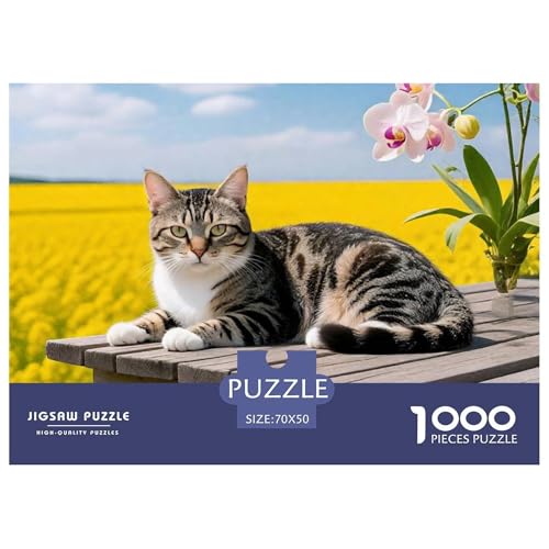 Cat, 1000-Teile-Puzzlespiel, Wunderschöne Detaillierte Illustration, Perfekt Zum Einrahmen, Ab 8 Jahren, 70x50cm/1000pcs von QEVAWPAE