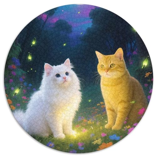 Cat, 1000-teiliges Puzzle Rund, Kreatives Familienhobby, Wandbild, Geeignet Ab 12 Jahren, 1000pcs (67.5x67.5cm) von QEVAWPAE