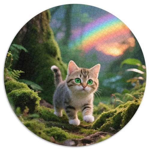 Cat, 1000-teiliges Puzzle Rund, Kreatives Spiel Für Jung Und Alt, Wandbild, Geeignet Ab 12 Jahren, 1000pcs (67.5x67.5cm) von QEVAWPAE