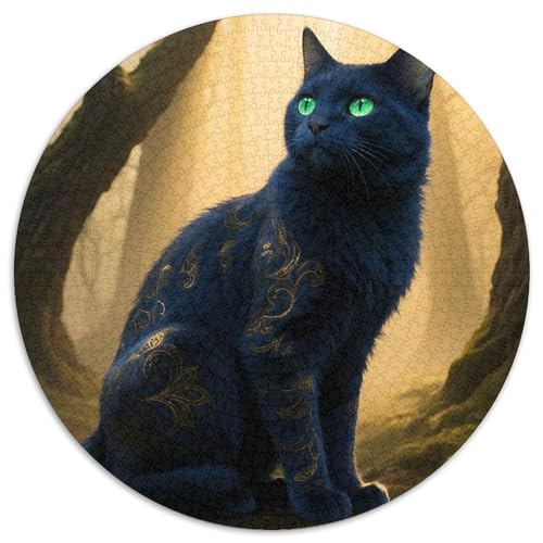 Cat, 1000-teiliges Puzzle Rund, Kreatives Und Lehrreiches Spiel, Dekoration, Geeignet Ab 12 Jahren, 1000pcs (67.5x67.5cm) von QEVAWPAE