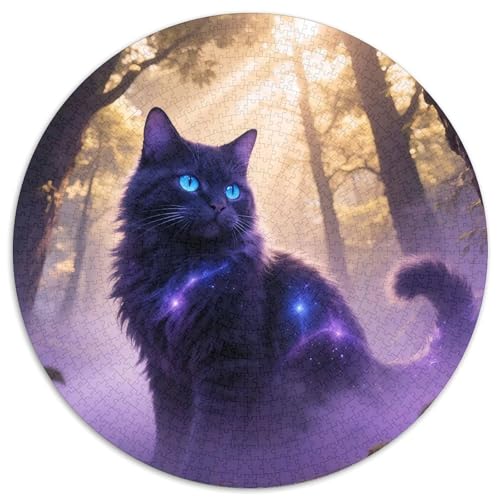 Cat, 1000-teiliges Rundes Puzzle, Lehrreiche Und Unterhaltsame Aktivität, Dekoration, Geeignet Ab 8 Jahren, 1000pcs (67.5x67.5cm) von QEVAWPAE