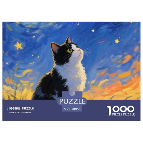 Cat, Puzzle Mit 1000 Teilen, Entspannend Und Zum Nachdenken Anregend, Ideal Für Besondere Geschenke, Ab 10 Jahren, 70x50cm/1000pcs von QEVAWPAE