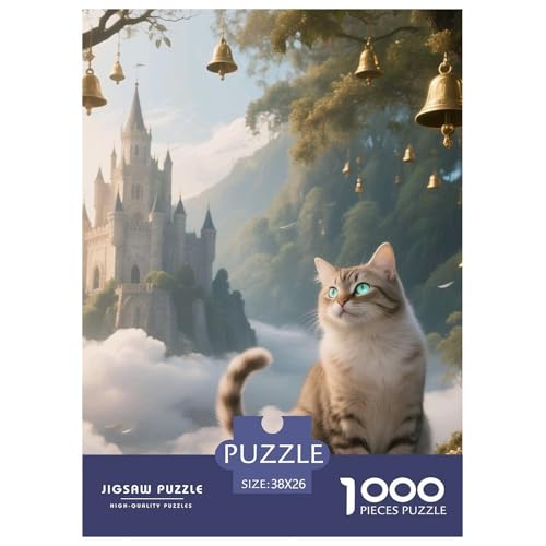 Cat, Puzzle Mit 1000 Teilen, Entspannendes Hobby Mit Kreativer Note, Wanddekoration, Ab 12 Jahren, 38x26cm/1000pcs von QEVAWPAE