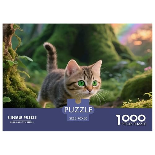 Cat, Puzzle Mit 1000 Teilen, Fördert Gedächtnis Und Kreativität, Perfekt Zum Verschenken, Ab 10 Jahren, 70x50cm/1000pcs von QEVAWPAE
