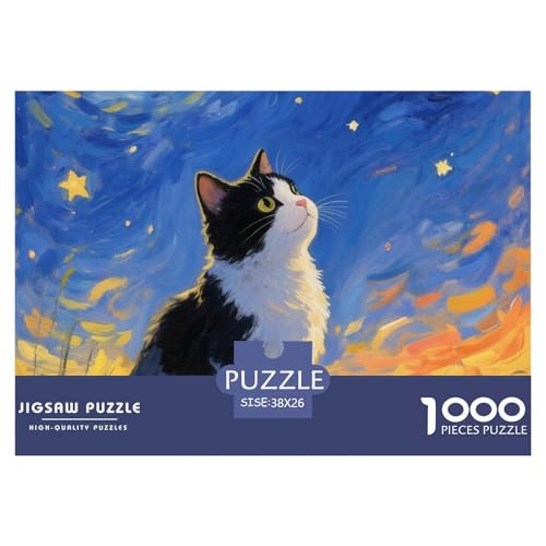 Cat, Puzzle Mit 1000 Teilen, Fördert Logisches Denken Und Entspannung, Geeignet Als Dekoration Oder Geschenk, Ab 12 Jahren, 38x26cm/1000pcs von QEVAWPAE