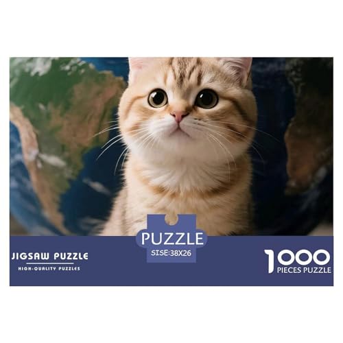 Cat, Puzzle Mit 1000 Teilen, Ideal Für Gemütliche Abende, Souvenir Oder Wandkunst, Ab 10 Jahren, 38x26cm/1000pcs von QEVAWPAE