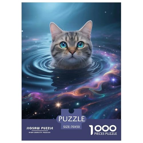 Cat, Puzzle Mit 1000 Teilen, Kreative Aktivität Für Die Ganze Familie, Perfekt Für Dekorative Wände, Ab 10 Jahren, 70x50cm/1000pcs von QEVAWPAE