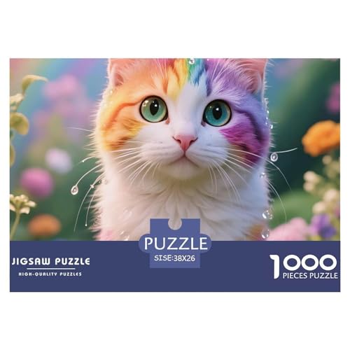 Cat, Puzzle Mit 1000 Teilen, Kreative Und Angenehme Freizeitbeschäftigung, Wanddekoration, Ab 12 Jahren, 38x26cm/1000pcs von QEVAWPAE