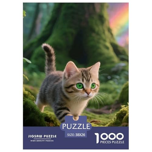 Cat, Puzzle Mit 1000 Teilen, Spannendes Und Lehrreiches Spiel, Perfekt Zum Verschenken Oder Ausstellen, Ab 10 Jahren, 38x26cm/1000pcs von QEVAWPAE