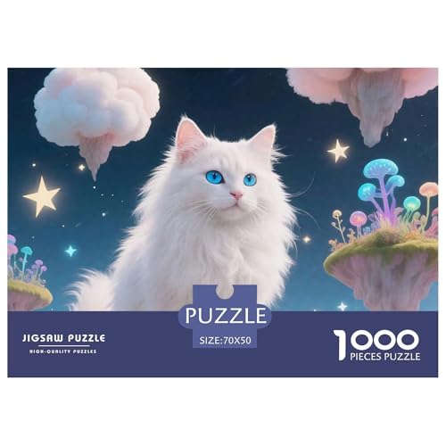 Cat, Puzzle Mit 1000 Teilen, Spannendes Und Lehrreiches Spiel, Perfekt Zum Verschenken Oder Ausstellen, Ab 10 Jahren, 70x50cm/1000pcs von QEVAWPAE
