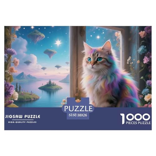 Cat, Puzzle in 1000 Teilen, Anspruchsvolle Freizeitbeschäftigung Mit Künstlerischem Anspruch, Ideal Zum Aufhängen, Ab 8 Jahren, 38x26cm/1000pcs von QEVAWPAE