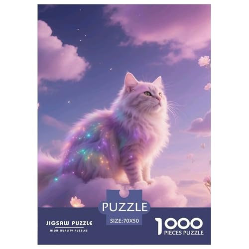 Cat, Puzzle in 1000 Teilen, Anspruchsvolle Freizeitbeschäftigung Mit Künstlerischem Anspruch, Ideal Zum Aufhängen, Ab 8 Jahren, 70x50cm/1000pcs von QEVAWPAE