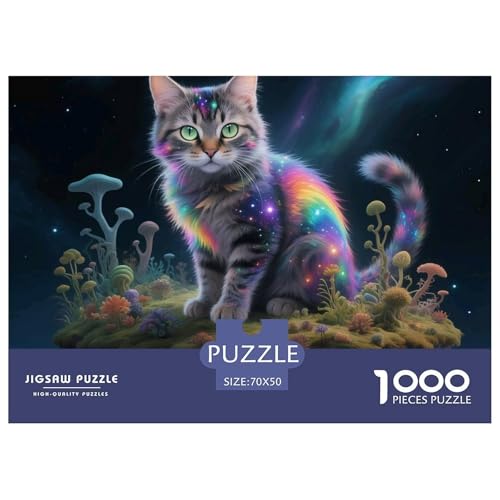 Cat, Puzzle in 1000 Teilen, Anspruchsvolles Und Inspirierendes Motiv, Perfekt Zum Einrahmen, Ab 8 Jahren, 70x50cm/1000pcs von QEVAWPAE
