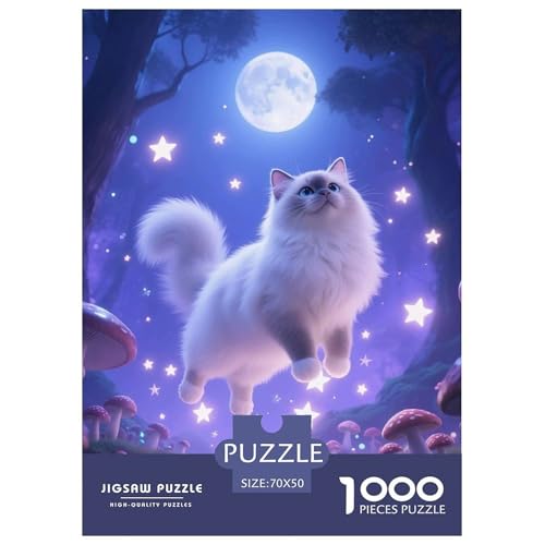 Cat, Puzzle in 1000 Teilen, Anspruchsvolles Und Inspirierendes Motiv, Perfekt Zum Einrahmen, Ab 8 Jahren, 70x50cm/1000pcs von QEVAWPAE
