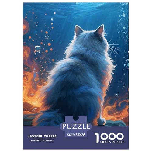 Cat, Puzzle in 1000 Teilen, Detailreiches Und Farbenfrohes Motiv, Geeignet Für Geschenk Oder Dekoration, Ab 8 Jahren, 38x26cm/1000pcs von QEVAWPAE