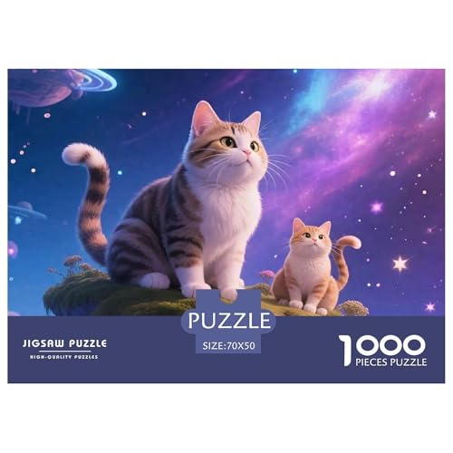 Cat, Puzzle in 1000 Teilen, Gemeinsamer Familienspaß, Perfekt Für Innendekoration, Ab 14 Jahren, 70x50cm/1000pcs von QEVAWPAE
