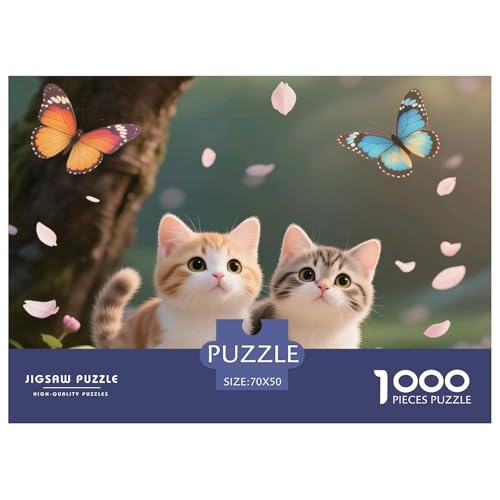Cat, Puzzle in 1000 Teilen, Kunstvoll Gestaltetes Motiv, Perfekt Zum Sammeln Oder Verschenken, Ab 8 Jahren, 70x50cm/1000pcs von QEVAWPAE