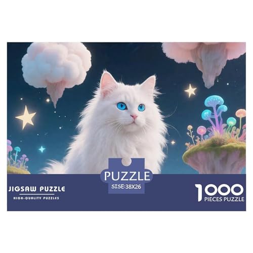Cat, Puzzle in 1000 Teilen, Spannender Und Beruhigender Zeitvertreib, Ideal Zum Verschenken, Ab 14 Jahren, 38x26cm/1000pcs von QEVAWPAE