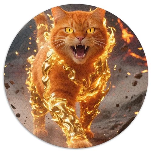 Cat, Puzzle in Runder Form Mit 1000 Teilen, Geistige Anregung Und Spaß, Ideal Zum Verschenken Oder Sammeln, Geeignet Ab 10 Jahren, 1000pcs (67.5x67.5cm) von QEVAWPAE