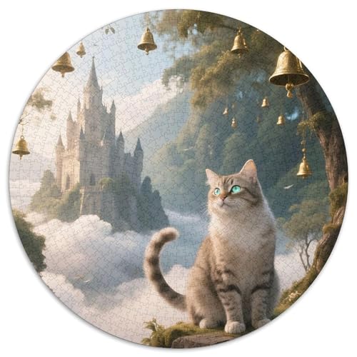 Cat, Rundes Puzzle 1000 Teile, Gemeinsames Spiel Und Entspannung, Sammlerstück, Geeignet Ab 14 Jahren, 1000pcs (67.5x67.5cm) von QEVAWPAE