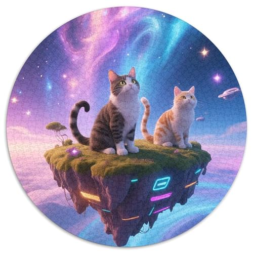 Cat, Rundes Puzzle 1000 Teile, Gemeinsames Spiel Zur Geduldsförderung, Sammlerstück, Geeignet Ab 14 Jahren, 1000pcs (67.5x67.5cm) von QEVAWPAE