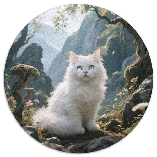 Cat, Rundes Puzzle Mit 1000 Teilen, Entspannende Und Kreative Freizeitbeschäftigung, Sammlerstück, Geeignet Ab 8 Jahren, 1000pcs (67.5x67.5cm) von QEVAWPAE