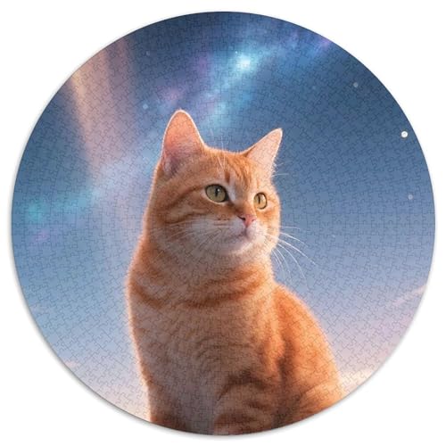 Cat, Rundes Puzzle Mit 1000 Teilen, Spannende Und Beruhigende Aktivität, Sammlerstück, Geeignet Ab 8 Jahren, 1000pcs (67.5x67.5cm) von QEVAWPAE