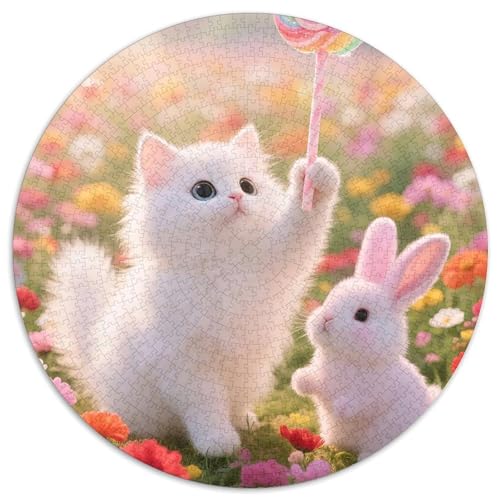 Cat, Rundes Puzzle Mit 1000 Teilen, Spielspaß Und Geistige Herausforderung, Ideal Zum Verschenken Oder Dekorieren, Empfohlen Ab 10 Jahren, 1000pcs (67.5x67.5cm) von QEVAWPAE