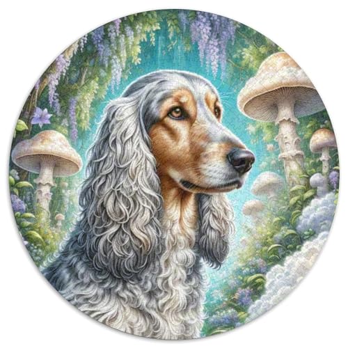 Chien afghanAnspruchsvolles Rundpuzzle MitLilie des Tals, 1000 Teile Für Denkspiele Im Freundeskreis 1000pcs (67.5x67.5cm) von QEVAWPAE