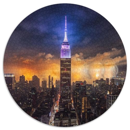 City, 1000-teiliges Puzzle Rund, Kreatives Und Lehrreiches Spiel, Dekoration, Geeignet Ab 12 Jahren, 1000pcs (67.5x67.5cm) von QEVAWPAE