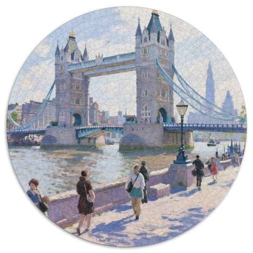 City, Rundes Puzzle 1000 Teile, Gemeinsames Spiel Und Entspannung, Sammlerstück, Geeignet Ab 14 Jahren, 1000pcs (67.5x67.5cm) von QEVAWPAE