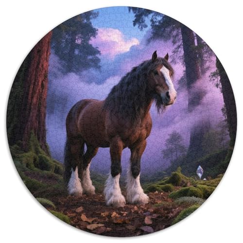 ClydesdaleAnspruchsvolles Rundpuzzle MitPferd, 1000 Teile Für Denkspiele Im Freundeskreis 1000pcs (67.5x67.5cm) von QEVAWPAE
