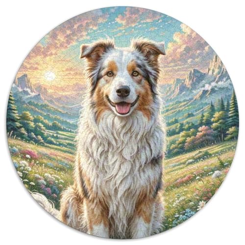 Collie frontièrePuzzlekunst MitLilie des Tals, 1000-teilig Und Rund, Ideal Für Puzzleliebhaber Und Sammler 1000pcs (67.5x67.5cm) von QEVAWPAE
