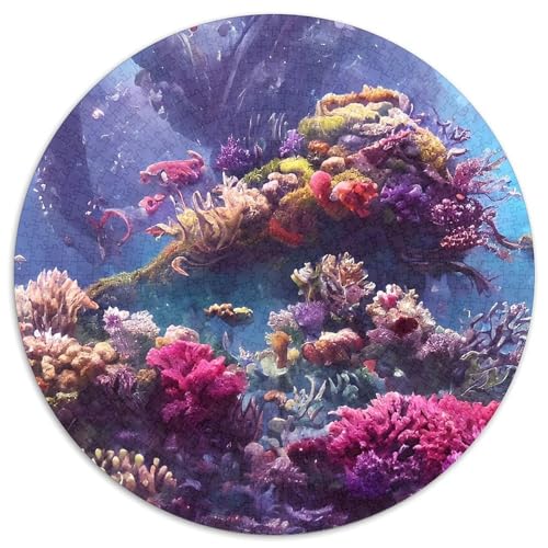Coral, Rundes Puzzle Mit 1000 Teilen, Entspannende Und Kreative Freizeitbeschäftigung, Sammlerstück, Geeignet Ab 8 Jahren, 1000pcs (67.5x67.5cm) von QEVAWPAE