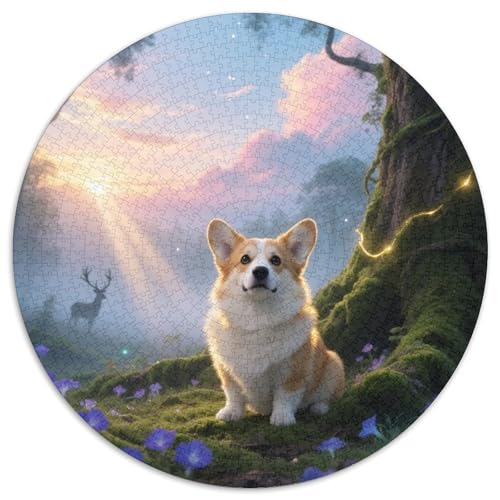 CorgiRundpuzzle MitHaustierhund, 1000 Teile Voller Farben Und Details, Perfekt Für Kreative Erwachsene Im Wohnzimmer 1000pcs (67.5x67.5cm) von QEVAWPAE
