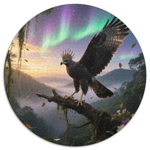 Crested Falken-Adler1000 Stück Rundes Puzzle Ausgewogen Für Eltern Und Kinder Visuelle HerausforderungVogel Wochenendspiel Gerahmte Kunst 1000pcs (67.5x67.5cm) von QEVAWPAE