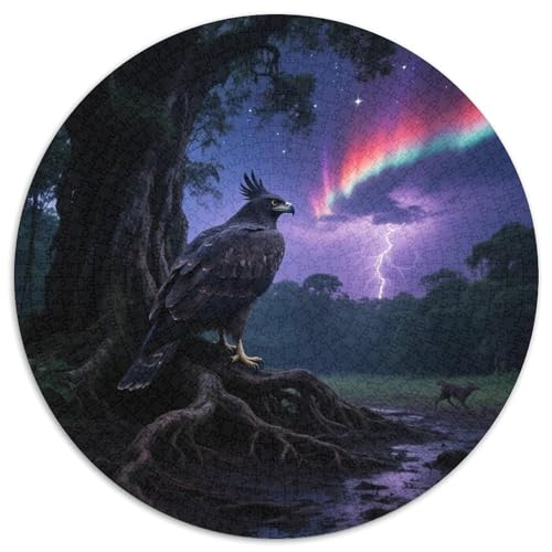 Crested Falken-Adler1000 Stück Rundes Puzzle Mittlere Komplexität Für Alle Altersgruppen Logisches Denken Mehrfacher SpaßVogel Heimdekoration Familienzeit 1000pcs (67.5x67.5cm) von QEVAWPAE