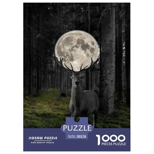 Deer, Puzzle Mit 1000 Teilen, Entspannendes Hobby Mit Kreativer Note, Wanddekoration, Ab 12 Jahren, 38x26cm/1000pcs von QEVAWPAE