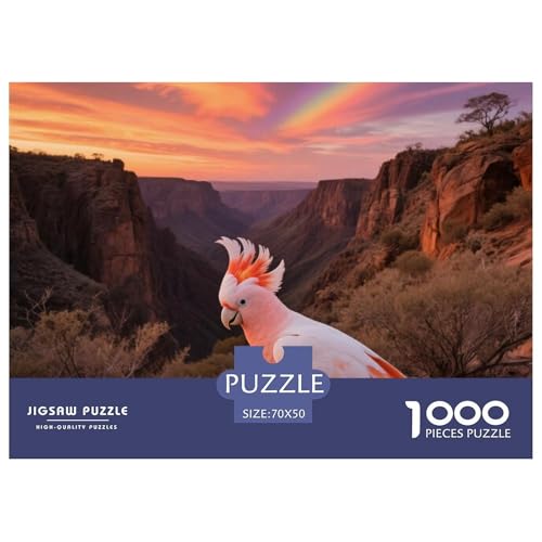 Der Cockatoo von Major Mitchell1000 Stück Rundes Puzzle Herausforderung Für Erwachsene Und Jugendliche Gehirntraining Vogel Wohnzimmerdekoration Kunstfokus 70x50cm/1000pcs von QEVAWPAE