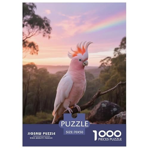 Der Cockatoo von Major Mitchell1000 Stück Rundes Puzzle Mittlerer Schwierigkeitsgrad Für Paare Hand-Auge-Koordination Vogel Perfekt Für Wanddeko Geschenk 70x50cm/1000pcs von QEVAWPAE