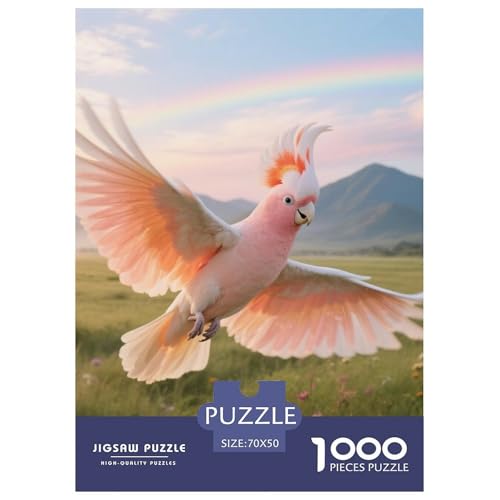 Der Cockatoo von Major Mitchell1000 Stück Rundes Puzzle Unterhaltsames Logikspiel Für Paare Kreative Interaktion Vogel Dekorationsidee Date Night 70x50cm/1000pcs von QEVAWPAE