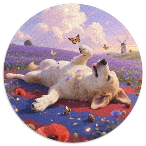 Deutscher SchäferPuzzle MitHaustierhund, Rundes Format Mit 1000 Teilen, Geeignet Für Puzzlegruppen Und Senioren 1000pcs (67.5x67.5cm) von QEVAWPAE