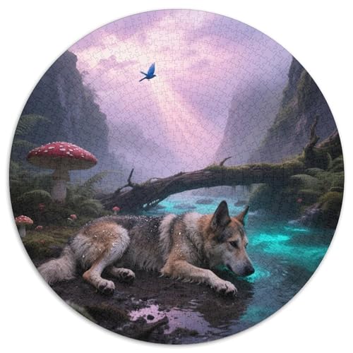 Deutscher SchäferRunde Puzzlefreude MitHaustierhund, 1000 Teile Mit Mittlerem Schwierigkeitsgrad, Ideal Für Entspannung 1000pcs (67.5x67.5cm) von QEVAWPAE